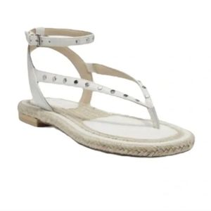 Vince Camuto “Kelmia” white studded strappy flat sandal Size 8